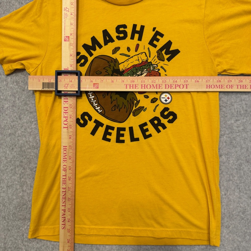 Homage Pittsburgh Steelers Smash Em Sandwich Graphic T-Shirt Gold Mens Small - Picture 2 of 7